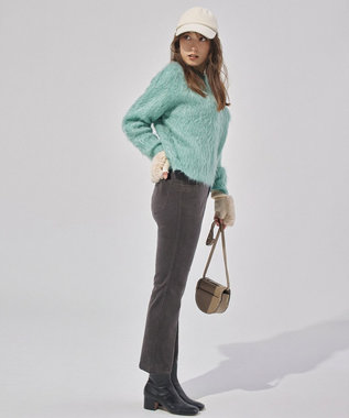 UNFILO L アルパカシャギー クルーネック プルオーバー グリーン