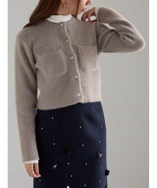 Te chichi ショートシャギーポケットカーディガン モカ