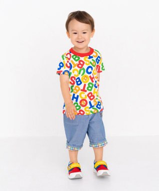 MIKI HOUSE HOT BISCUITS 【70-120cm】 ビーンズ総柄半袖Tシャツ マルチカラー