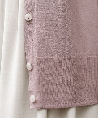 Tiaclasse L Vネックラメニットシアーカーディガン ピンク