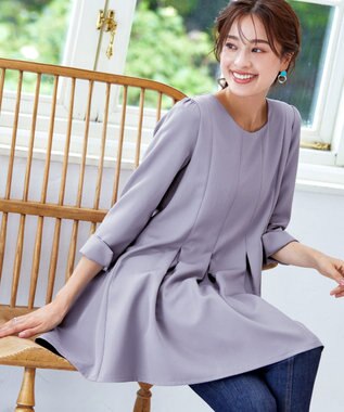 Tiaclasse L 【洗える】ダブルラインタックチュニック サックス