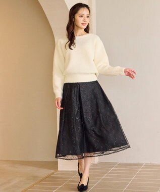 Feroux パール付きシャギー ニット アイボリー系