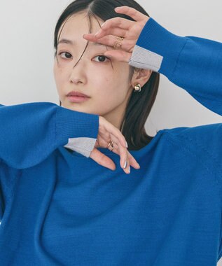 AMERICAN HOLIC バイパチラグランニットプルオーバー Blue