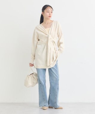earth music&ecology 切り替えフレアデニムパンツ Light Indigo