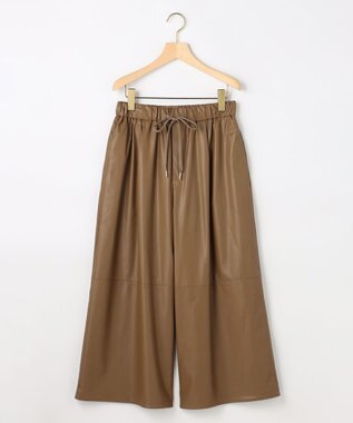 組曲 L レザーライク  クロップド ドロストワイドパンツ