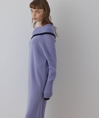 GRACE CONTINENTAL バイカラーオフショルニットワンピース ラベンダー