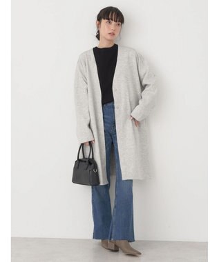 earth music&ecology 圧縮風ポンチコーディガン Light Gray