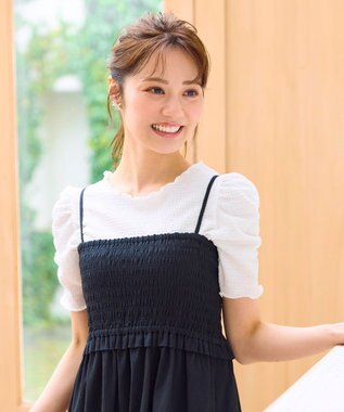 Feroux 【洗える】レーシージャガード カットソー ホワイト系