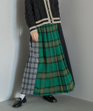 AMERICAN HOLIC シャギーチェックプリーツスカート Green