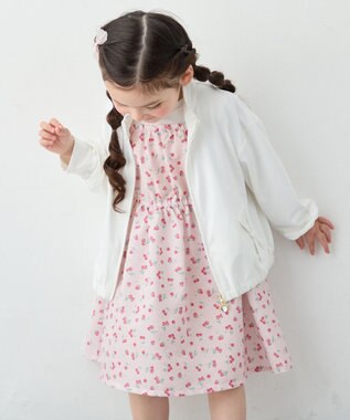 ANY KIDS 【洗濯機可能】オンオフショルダーワンピース ピンク×フルーツ