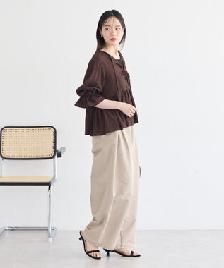earth music&ecology アソートラッフルブラウス Brown