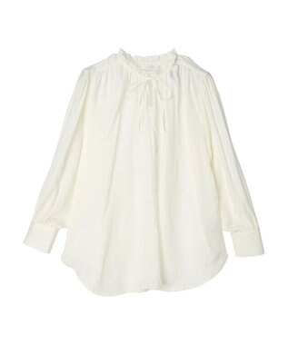 Green Parks とろみ衿フリルブラウス Off White