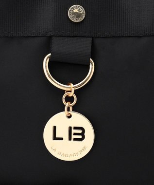 LA BAGAGERIE チャーム付き　ナイロンスクエアリュック ブラック