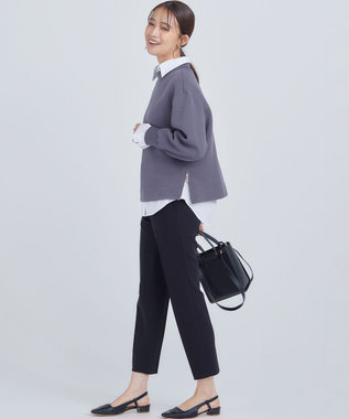 組曲 L ダンボールジャージー モックネックスウェット チャコールグレー系