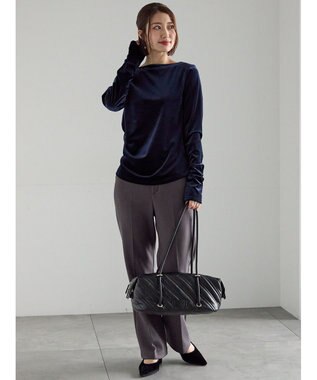 Te chichi ベロアサイドギャザートップス ネイビー