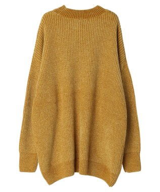 earth music&ecology シャイニーベロアモールチュニック Mustard