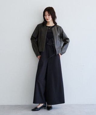 YECCA VECCA バックフリルライダースジャケット Brown