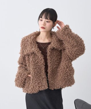 earth music&ecology プードルファーショートブルゾン Brown