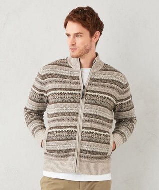 JOSEPH ABBOUD MOUNTAIN 【UNISEX】総裏フルZIPフェアアエル柄 ニットブルゾン ベージュ系7