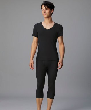 WACOAL MEN 綿混インナー ボトム ひざ下丈 しっかりあたたかい 保温性 肌側起毛 ストレッチ素材 前開き メンズ GS6020 /ブロス ブラック