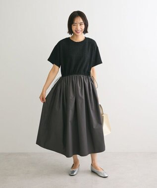 Green Parks ドロストドッキングワンピース Charcoal Gray