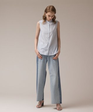 GRACE CONTINENTAL マルチフリルノースリーブブラウス サックス