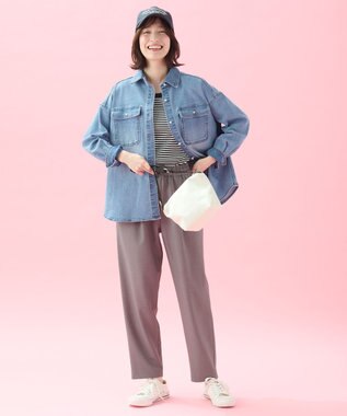 ANY 【洗濯機可/ストレッチ】デニムシャツ ブリーチ