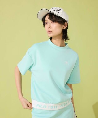 FILA GOLF／marie claire 【FILA GOLF】 裾切り替え半袖モックネックシャツ｜セットアップ可 ミント