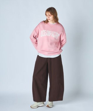 OP／FILA 【ocean pacific】ロゴ入りクルーニット ピンク