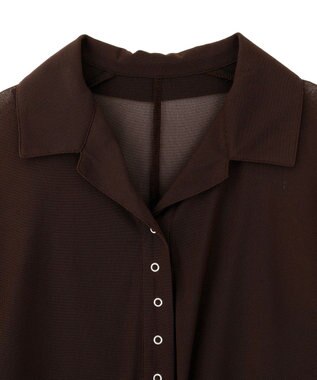 YECCA VECCA 【2点SET】シアーポロシャツ×キャミワンピース Brown