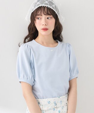 earth music&ecology ロゴプレート付きパフスリーブプルオーバー Sax