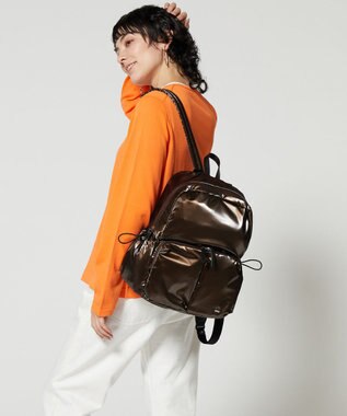 LA BAGAGERIE メタリックドロストポケット　リュックサック チョコ