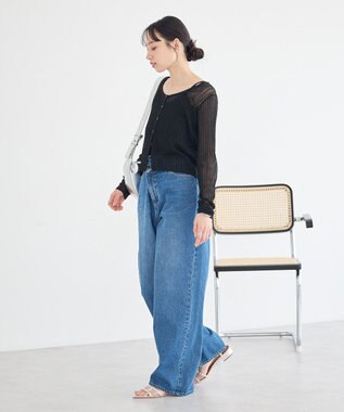 earth music&ecology ウエストアシメデニムパンツ Medium Indigo