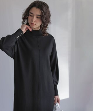 組曲 【WEB限定】スムースストレッチニット ワンピース ブラック系