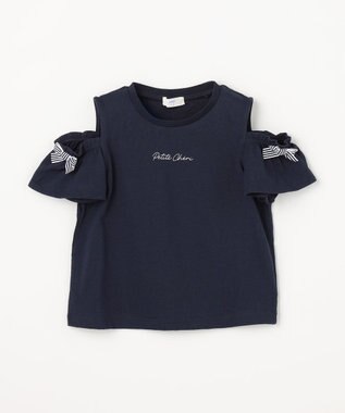 ANY KIDS 【綿100%】オンオフショルダー Tシャツ ネイビー