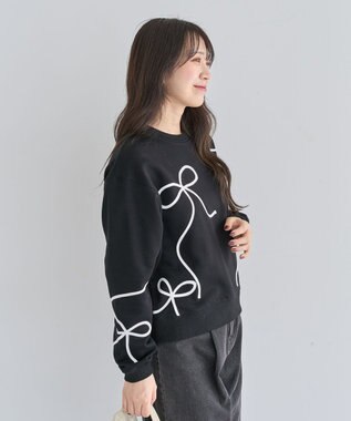 Green Parks ・ｓｗｉｎｇ　ｂｙ　リボンコード刺繍スウェット Black