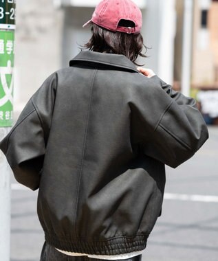 WEGO 【25年秋冬新作/ユニセックス着用ITEM/SMLサイズ展開】PUダブルZIPフライトブルゾン グレーその他