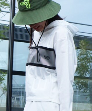 PW CIRCULUS 【WOMEN】【洗える/軽量】裏毛 ロゴ フーデッド プルオーバー ゴルフウェア レディース ホワイト