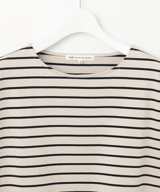 23区 S 【洗える】ランダムボーダー ドルマン カットソー サンド×ブラックボーダー