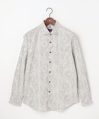 JOSEPH ABBOUD 【LIBERTY・綿100％】リバティペイズリープリントコーデュロイ シャツ ライトグレー系6