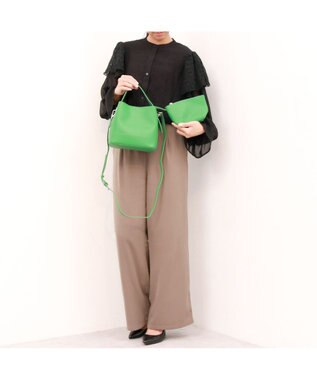 UNBILLION カシュカシュ cachecache / シボ合皮ミニバゲットバッグ グリーン