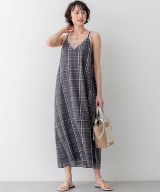 23区 L 【先行予約/見上愛さん着用】ハイツイストシアーチェック キャミソールワンピース グレーチェック