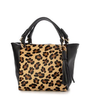 INTER-CHAUSSURES 【ANDREA CARDONE】レザーハンドルレオパード柄ハンドバッグ マルチコンビ