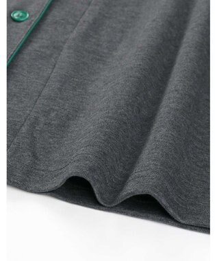 une nana cool 【綿100%】60/1 シルケットスムース 長袖開襟 MADE WITH LIBERTY FABRIC ダークグレー