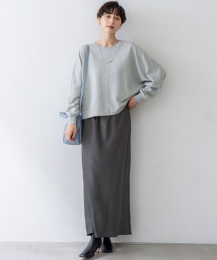 23区 【洗える】シャイニーコットンテリー ドルマン スウェット ライトグレー系