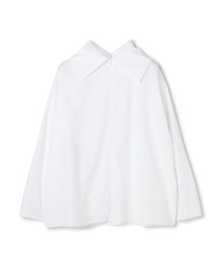 BEIGE， 【洗える】PERRY / コットンロールカラープルオーバーブラウス White