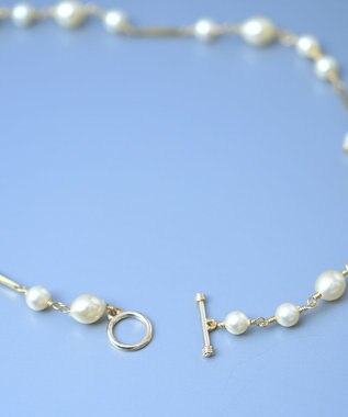 monshiro ガラスパールチェーン ショートネックレス ホワイト