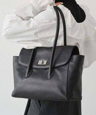 russet 《@__serako.r__企画》ソフトレザーフラップトートバッグ(CE-1678) Black