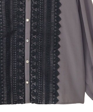 Green Parks ・ＥＬＥＮＣＡＲＥ　ＤＵＥ　フロントレースブラウス Charcoal Gray