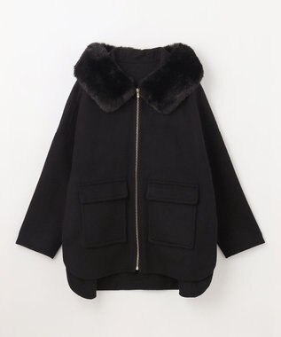 GRACE CONTINENTAL フードファーリバーポンチョ ブラック